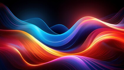 Wall Mural - An abstract background showcasing overlapping waves of light in varying colors, reminiscent of a visual representation of sound waves or light interference