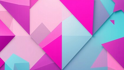 Wall Mural - Abstract geometric pattern of pink, purple, and blue triangular shapes.