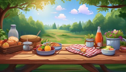 A romantic breakfast in nature