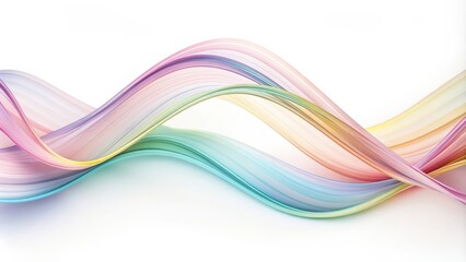 Sticker - Abstract ribbon waves in various pastel colors on a white background, abstract, ribbon, waves, pattern, design, colorful