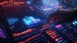 © LOMOSONIC - Futuristic Market Analysis with Business Person Examining Holographic Charts - 3D Illustration