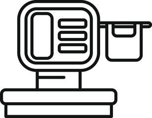 Canvas Print - Outline icon of a digital price computing scale weighing food in a grocery store