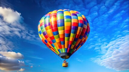 colorful hot air balloon floating in sky with blue background, hot air balloon, colorful, floating, 