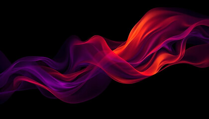 Abstract Swirling Purple and Red Light Streaks on Black Background