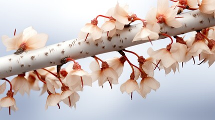 Poster - birch tree branch with dry eaves, png file of isolated cutout object on transparent background. 