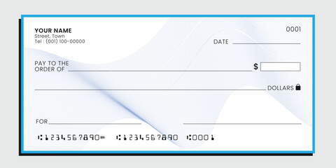 blank check mockup template. blank check vector illustration