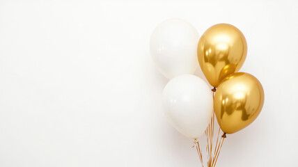 Wall Mural - gold and white balloon on white background with copy space, detailed high resolution image