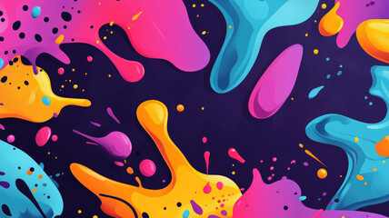 Wall Mural - illustration of abstract colorful background with various shapes and splashes of paint forming seamless design, detailed high resolution photo