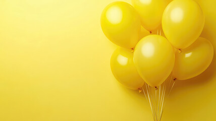 Wall Mural - yellow balloons on a yellow background, the concept of a holiday, party, sales, opening ceremonies, 