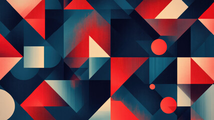 Wall Mural - illustration of red and blue colored geometric shapes pattern representing abstract background, extr