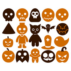 Spooky Orange & Black Halloween Icon Collection 