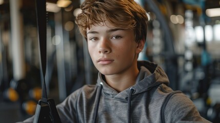 Wall Mural - Fit and Fabulous: Teenage Boy Crushing It in Sportswear at the Gym