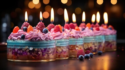 Wall Mural - birthday cake with candles HD 8K wallpaper Stock Photographic Image  