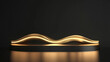 © Fang - gold black podium background 3d golden product line stage dark platform wave display