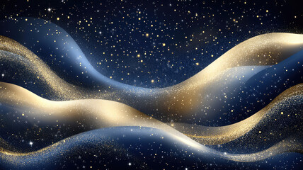 Wall Mural - sparkling navy gold background waves, high definition photo