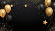 © Fang - black and gold background with stars and balloons, detailed and intricate image