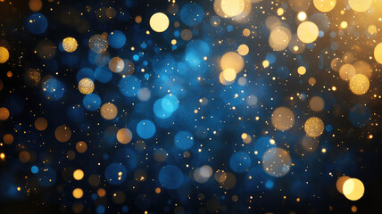 Wall Mural - blue and gold abstract background and bokeh on new year's eve, detailed high resolution image