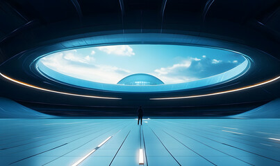 Wall Mural - Modern and futuristic architecture of sport arena as event background. 
