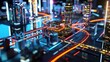 © 笑笑 刘 - Futuristic cityscape with neon lights and tall buildings