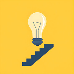 Light bulb with a staircase, representing step-by-step growth