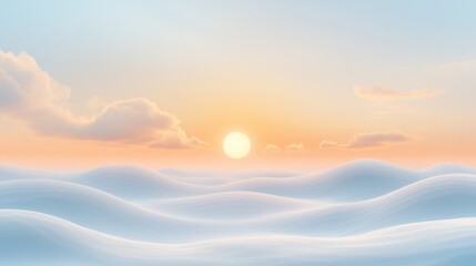 Canvas Print - a beautiful sunset over a snowy ocean with a large sun in the sky