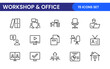 © artnazu - Workshop and Office related outline icon collection. Editable line icon set.