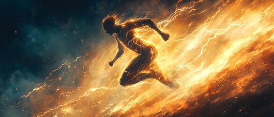 Wall Mural - Man on Fire Running Through the Sky.