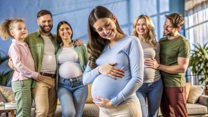 Poster -  happy smiling mother woman hugging and smiling