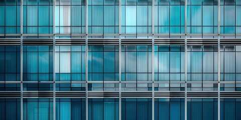 Wall Mural - Close-up view of a modern steel and glass building facade showcasing architectural design and detail