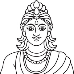 Wall Mural - krishna line art vector