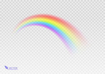 Rainbow Shape arch realistic isolated on transparent background. Colorful light and bright design element. Symbol of rain, sky, clear, nature. Realistic Vector illustration