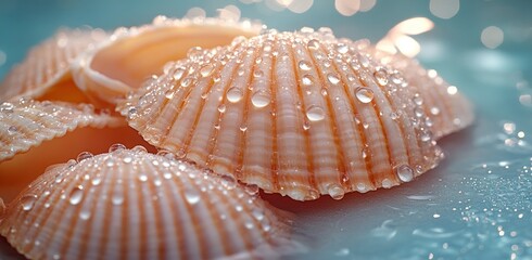 Wall Mural - Seashells with Dew Drops