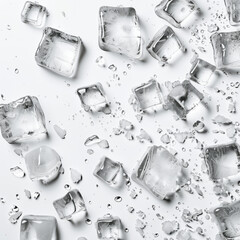 Canvas Print - Crushed ice cubes scattered