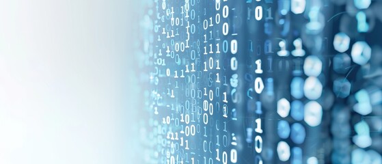 A blue background with a row of binary numbers