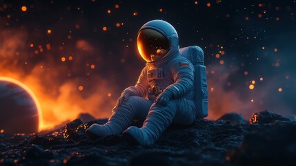 Wall Mural - Astronaut on a Distant Planet