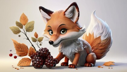 Poster - Fox in autumn forest 