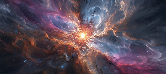 Wall Mural - Abstract Cosmic Energies Interacting in a Vivid, Surreal Galactic Setting
