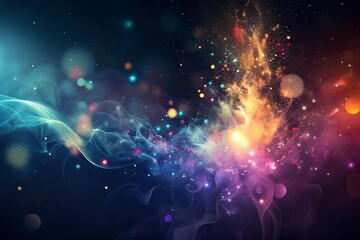 dark magic abstract bokeh background magic smoke with lights