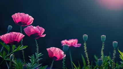 Sticker - pink poppies