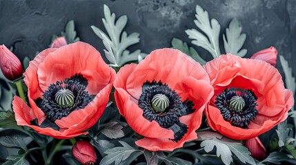 Sticker - Hyperrealistic pink poppies 