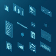 Wall Mural - isometric user interface elements. infographic charts. data visualization. futuristic interface holo