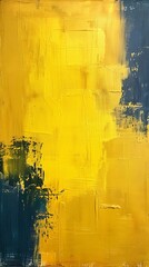 Canvas Print - A painting of a yellow and blue background with a yellow line