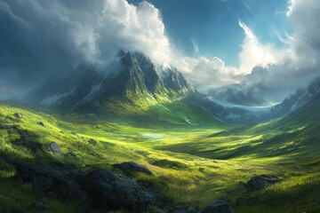 Wall Mural - stunning mountain valley landscape. this photo is perfect for travel, nature, and adventure projects