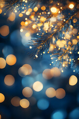 Wall Mural - Blue and gold Abstract background and bokeh on New Year's Eve. AI generativ.