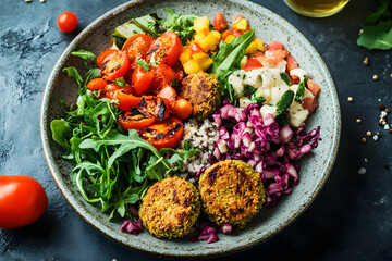 amazing vegan dishes served in a plate with fake meat