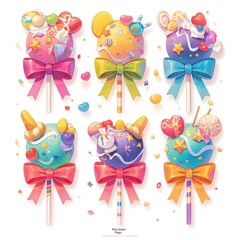 Wall Mural - Colorful Candy Lollipop Illustration Generated with Ai