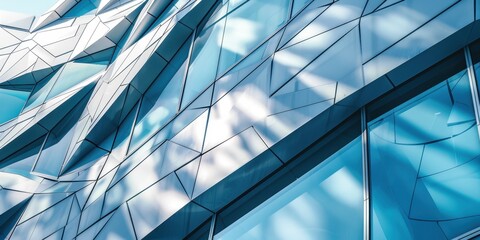 modern abstract architecture close-up showcasing intricate glass and facade design under soft light