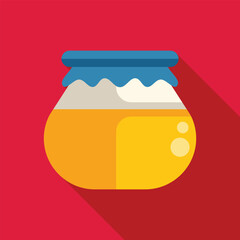 Poster - Vector illustration of a glass jar full of honey with a blue cap, perfect for representing concepts of healthy eating, sweetness, or natural products