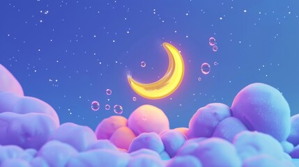 Sticker - Crescent Moon Over Clouds