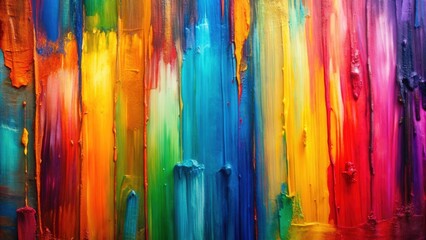 Wall Mural - Abstract painting with vibrant vertical brush strokes in various bright colors , art, striped, vivid, colorful